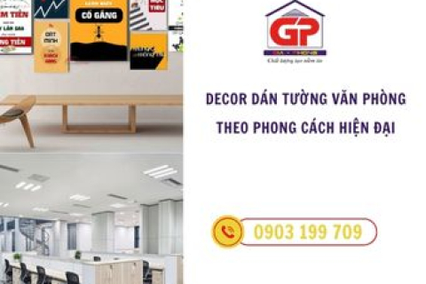 Decor dán tường văn phòng theo phong cách hiện đại