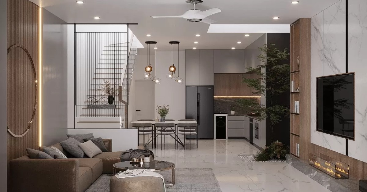 Trần thạch cao phẳng tối giản