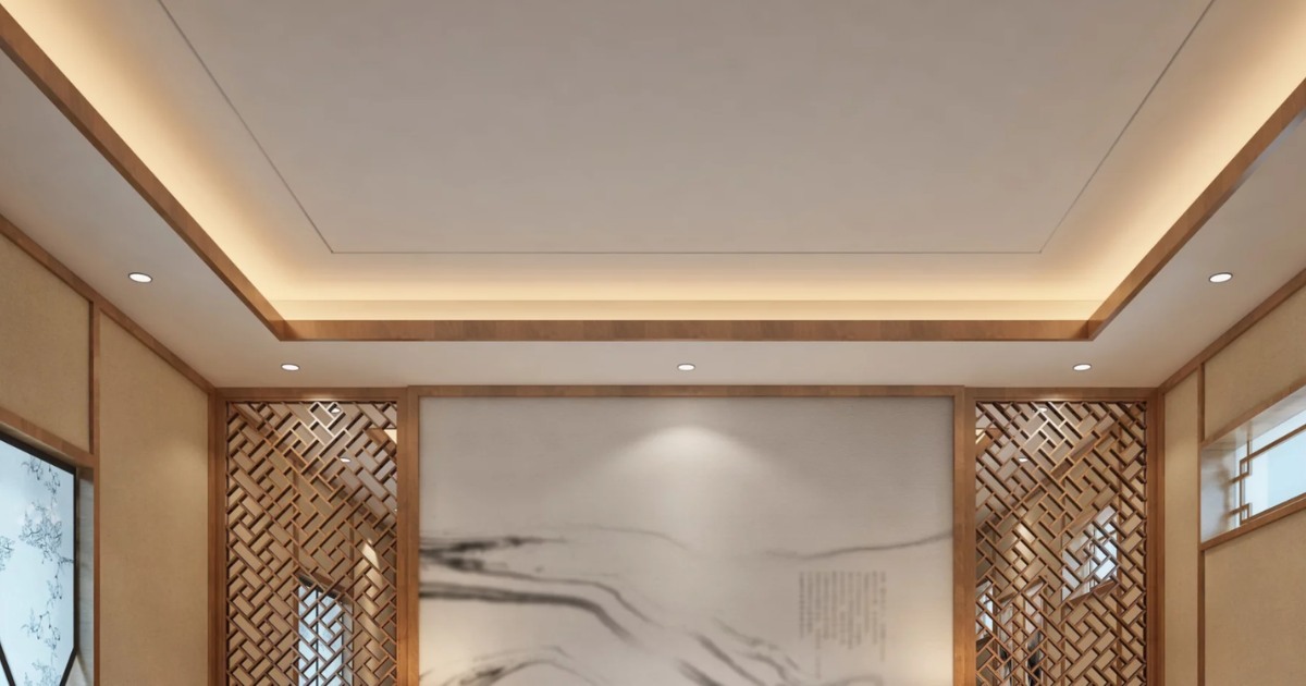 Đèn âm trần thạch cao viền vàng