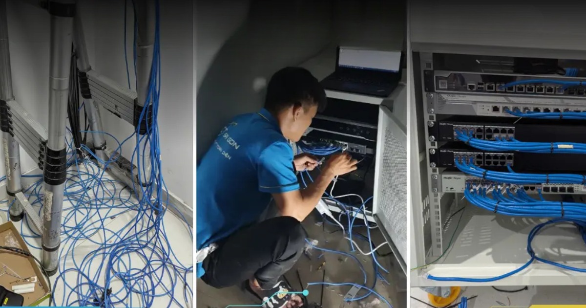 Một số hình ảnh thi công điện mạng tại Gia Phong