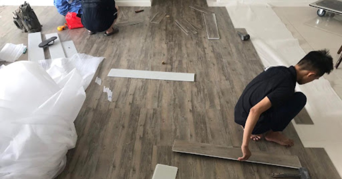 Một số hình ảnh thi công sàn nhựa tại Gia Phong