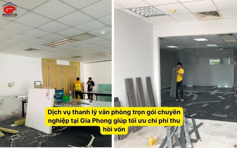 Đội ngũ Gia Phong thực hiện quy trình tháo dỡ nội thất văn phòng an toàn và nhanh chóng trong 24h.