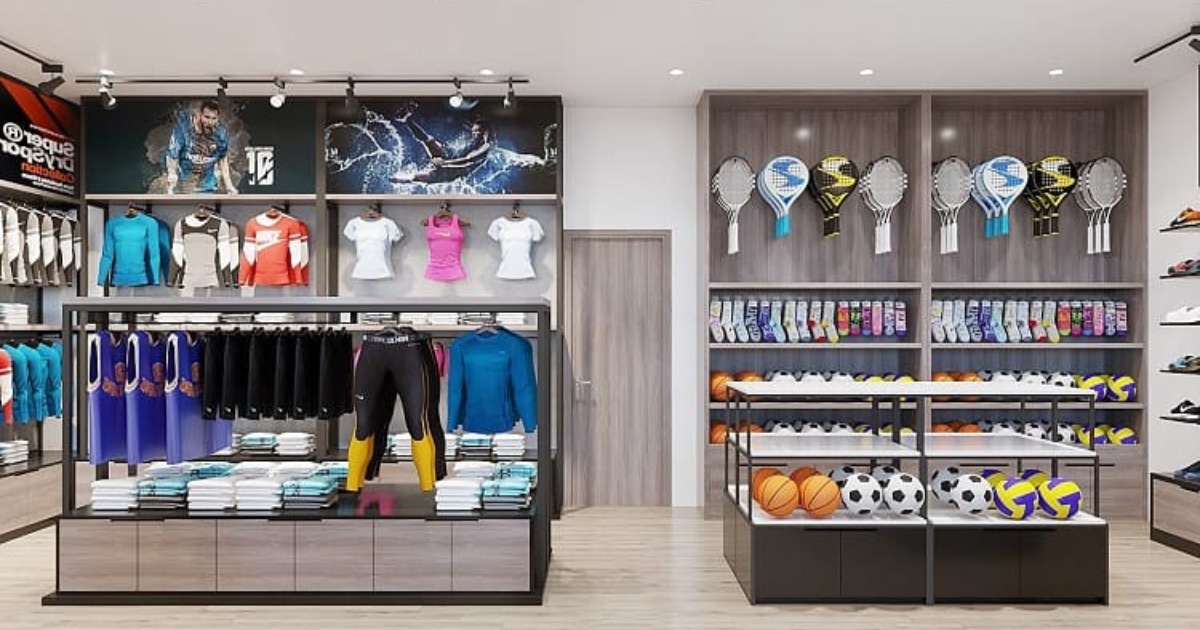 Thiết kế showroom cửa hàng thể thao với phong cách năng động
