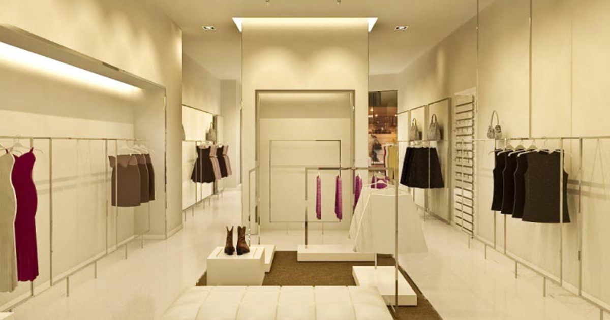 Showroom đồ gia dụng hiện đại, sử dụng thạch cao cho toàn bộ trần và tường.