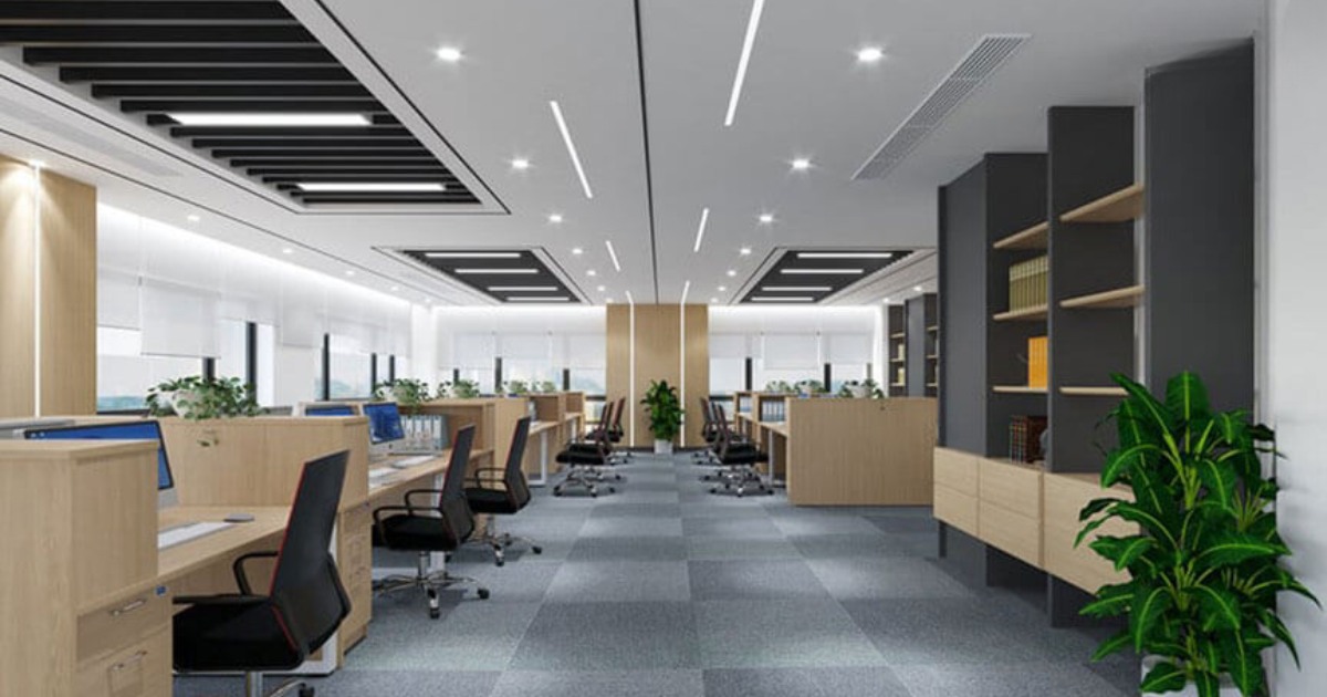 Không gian mở lớn với lối đi rộng