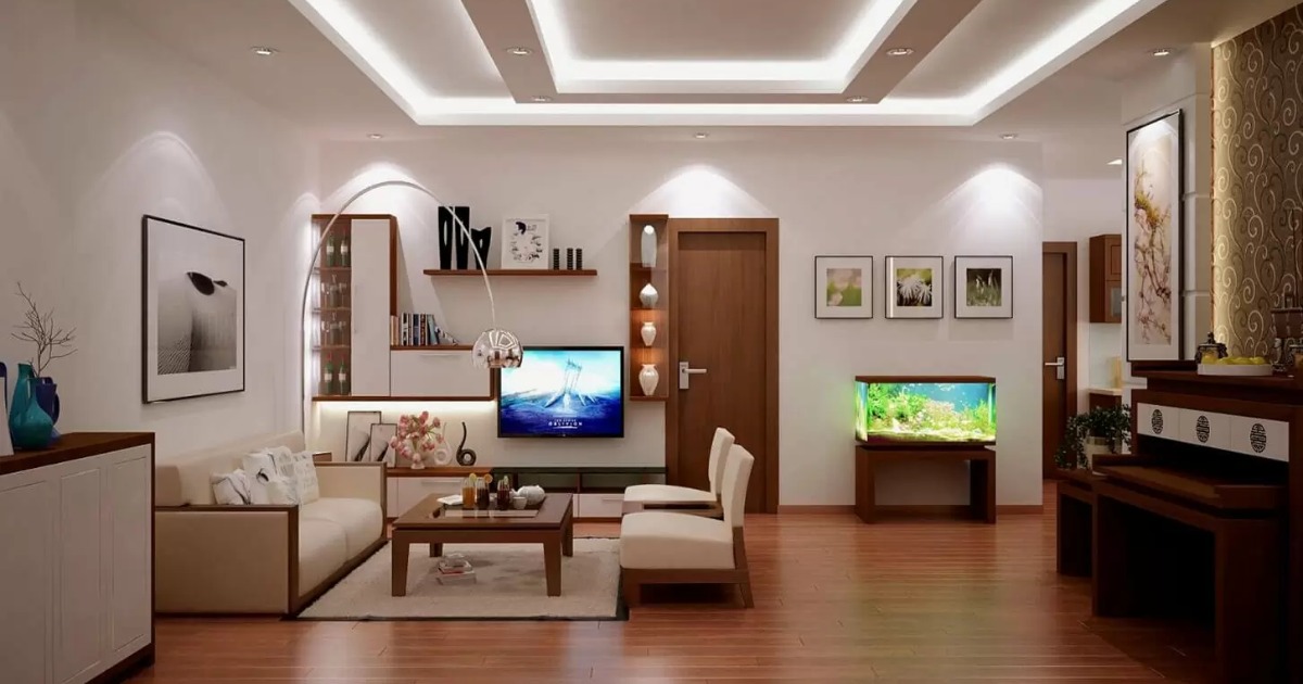 Trần thạch cao giật cấp phòng khách