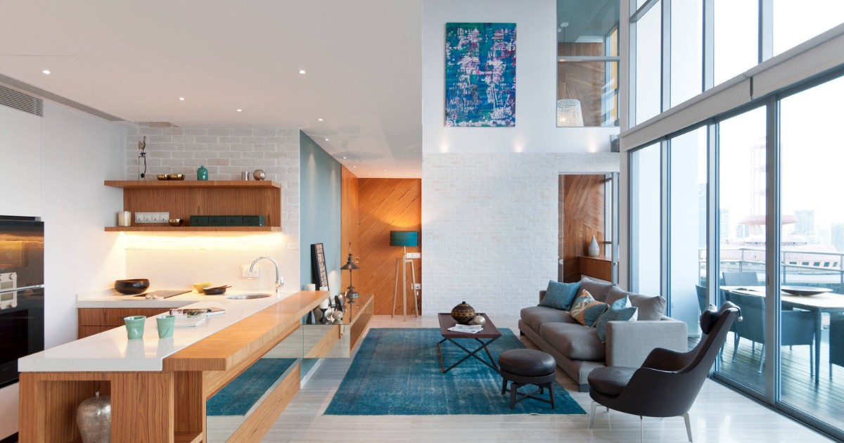 Mẫu 10: Trần phẳng UltraLight viền gỗ tự nhiên đèn thông minh điều khiển app