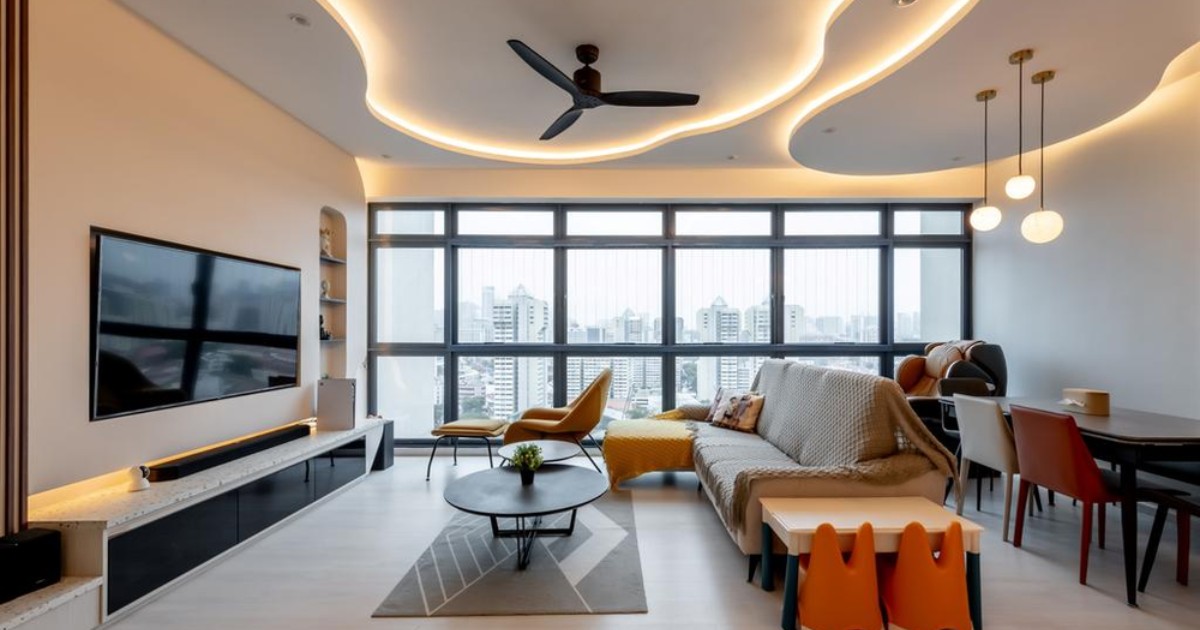 Mẫu 16: Trần uốn cong hybrid quạt trần lớn khe thông gió ẩn