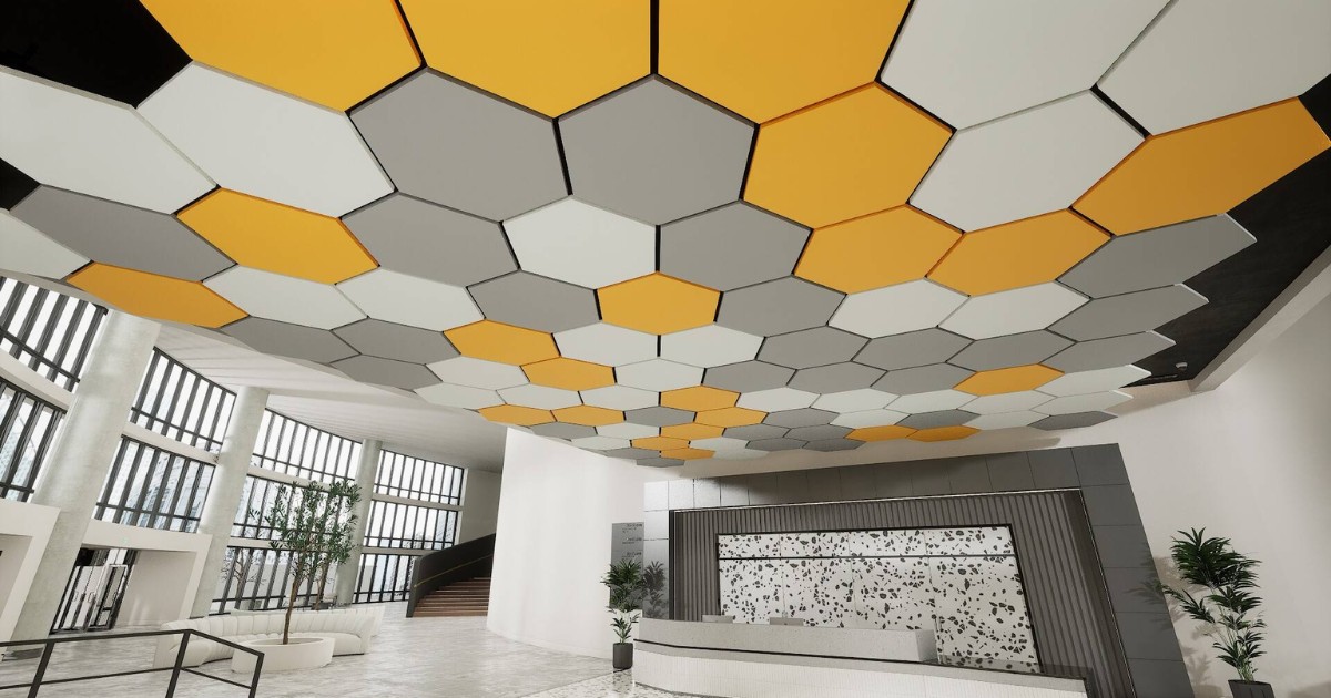 Mẫu 6: Trần phẳng CNC đục lỗ lục giác tấm cách âm 56 dB