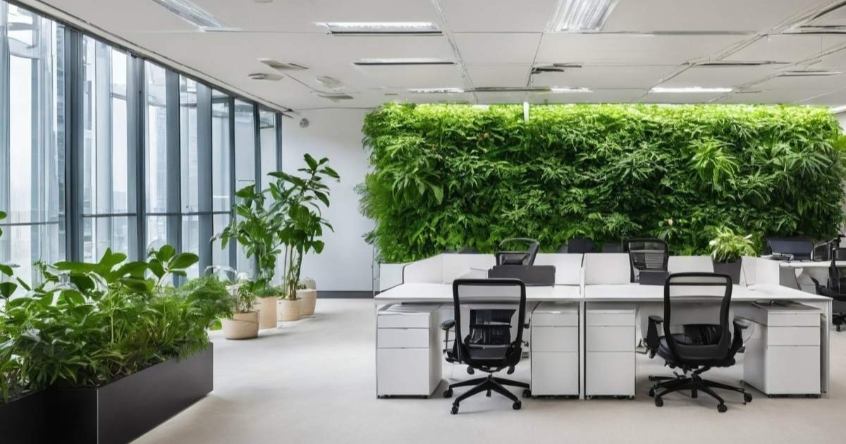 Mẫu thiết kế văn phòng xanh với thác nước