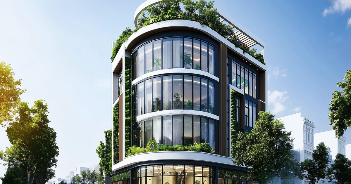 Mặt tiền kính cong toàn phần