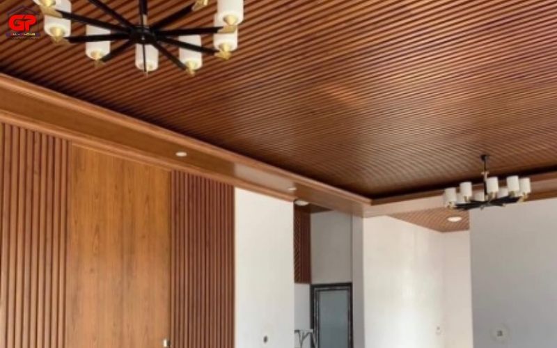 Mẫu trần lam sóng đẹp tạo chiều sâu cho không gian nội thất