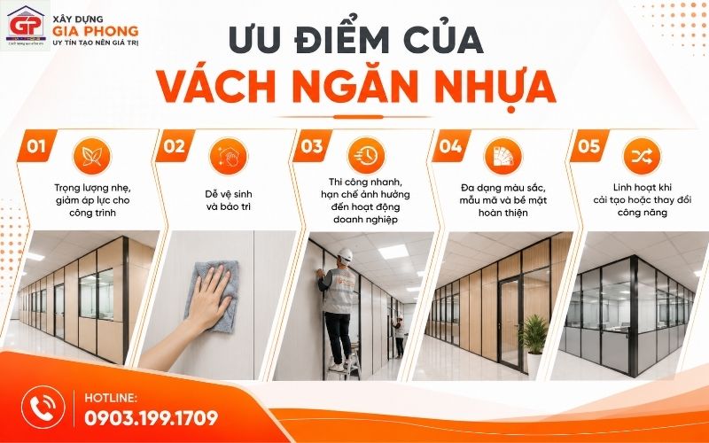 Ưu điểm của vách ngăn nhựa trong thiết kế và cải tạo không gian