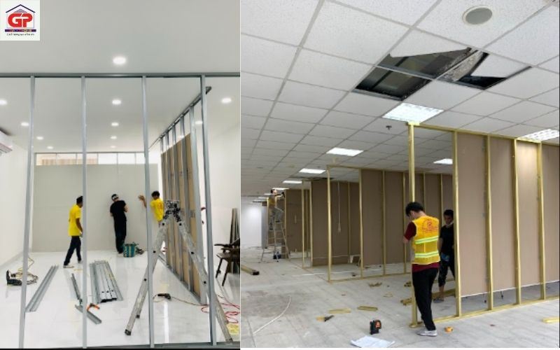 Đội ngũ thợ làm vách ngăn thạch cao chuyên nghiệp thi công đúng kỹ thuật