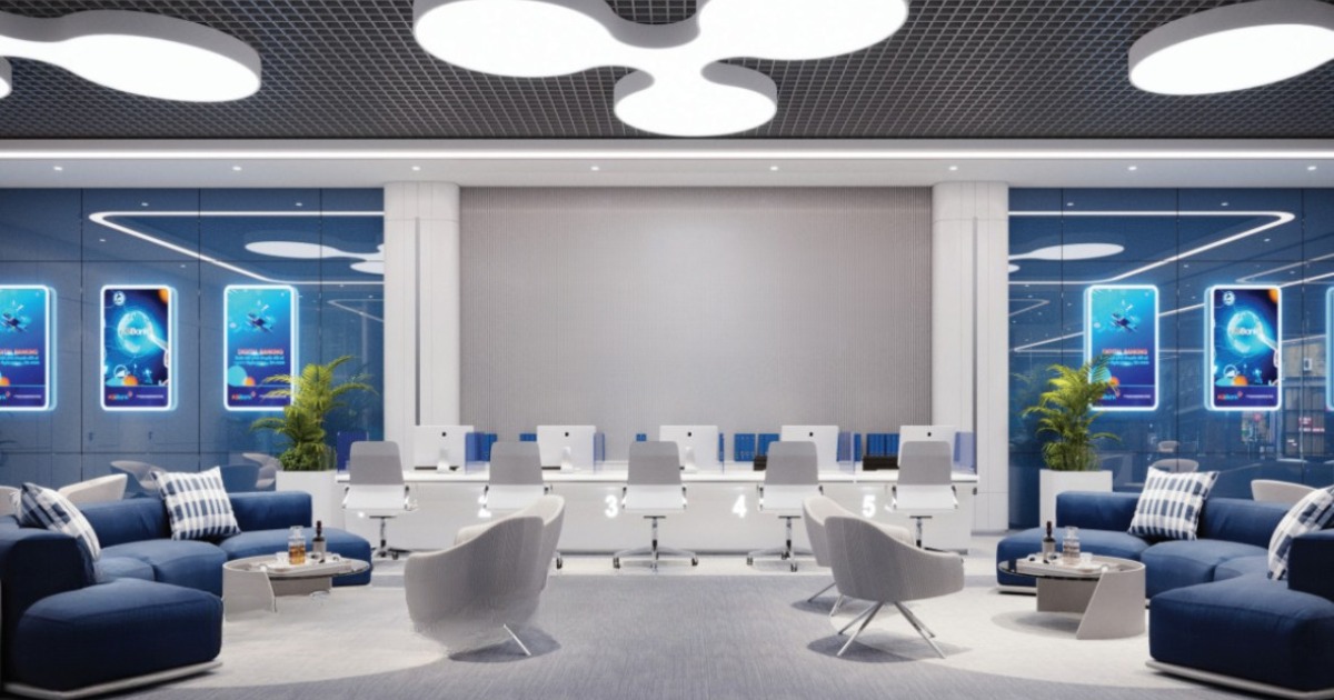 Ý tưởng 11: Mặt tiền toàn kính + logo LED 3D ban đêm