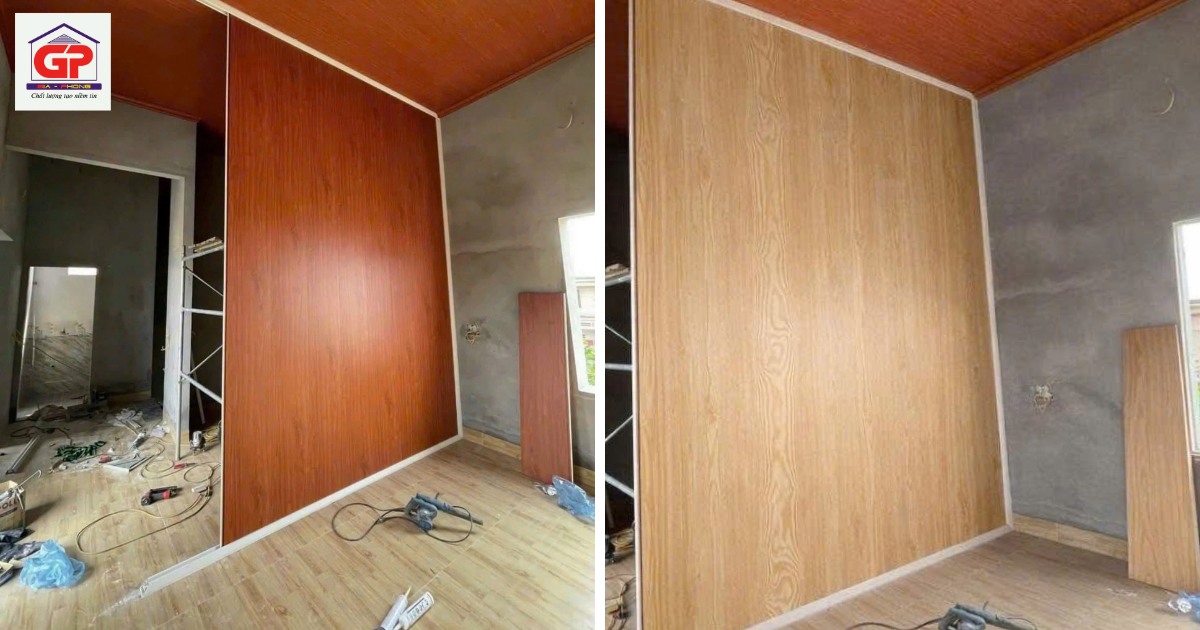 Thi công vách ngăn nhựa giả gỗ