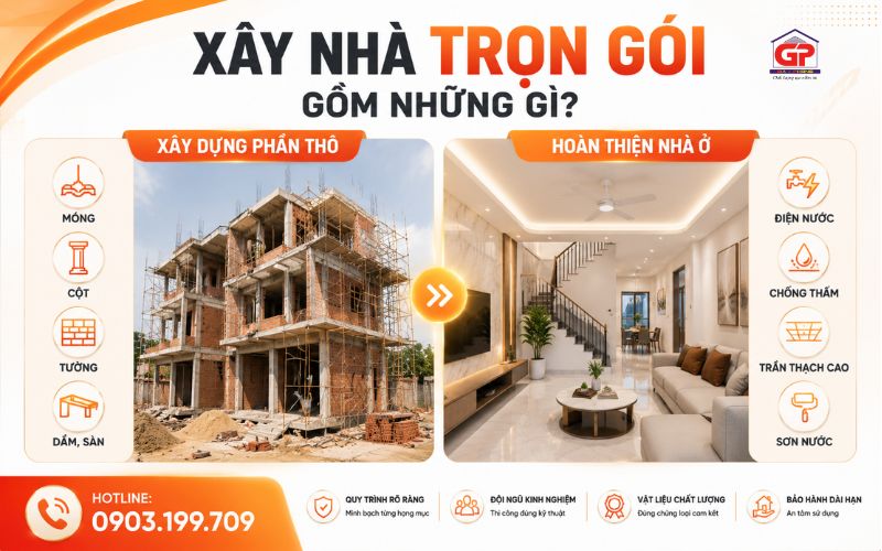 Dịch vụ xây nhà trọn gói từ phần thô đến hoàn thiện