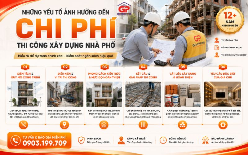 Các yếu tố ảnh hưởng đến chi phí thi công xây dựng nhà phố