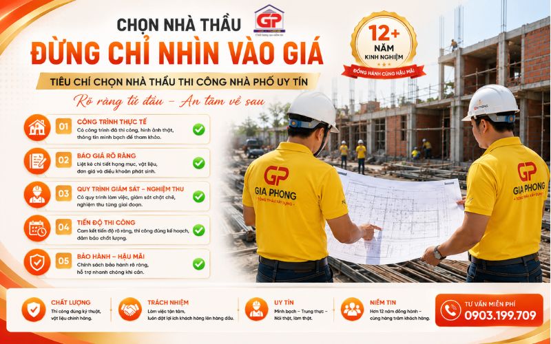 Tiêu chí lựa chọn nhà thầu thi công xây dựng nhà phố uy tín
