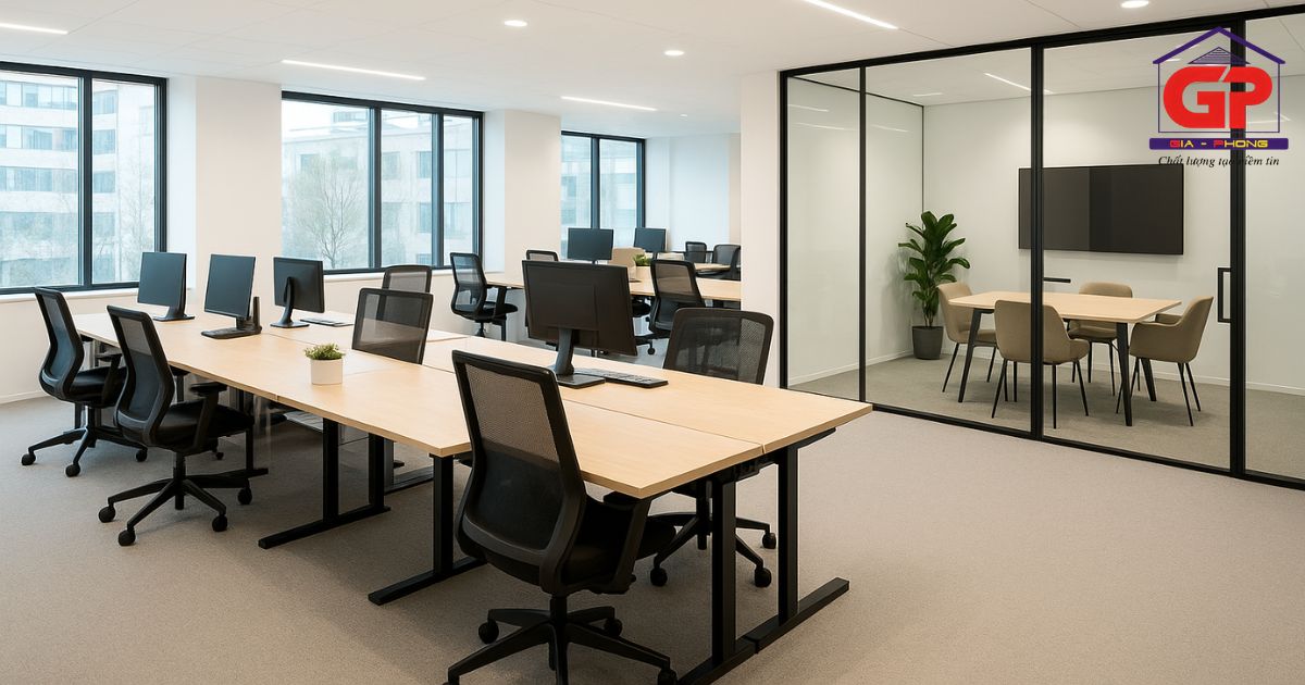 Decor văn phòng công ty theo màu thương hiệu tạo nên bản sắc riêng cho doanh nghiệp