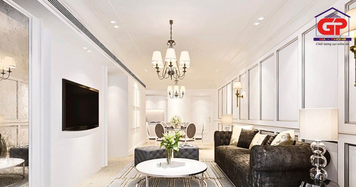 Đẹp ấn tượng với mẫu trần thạch cao kết hợp đèn chùm