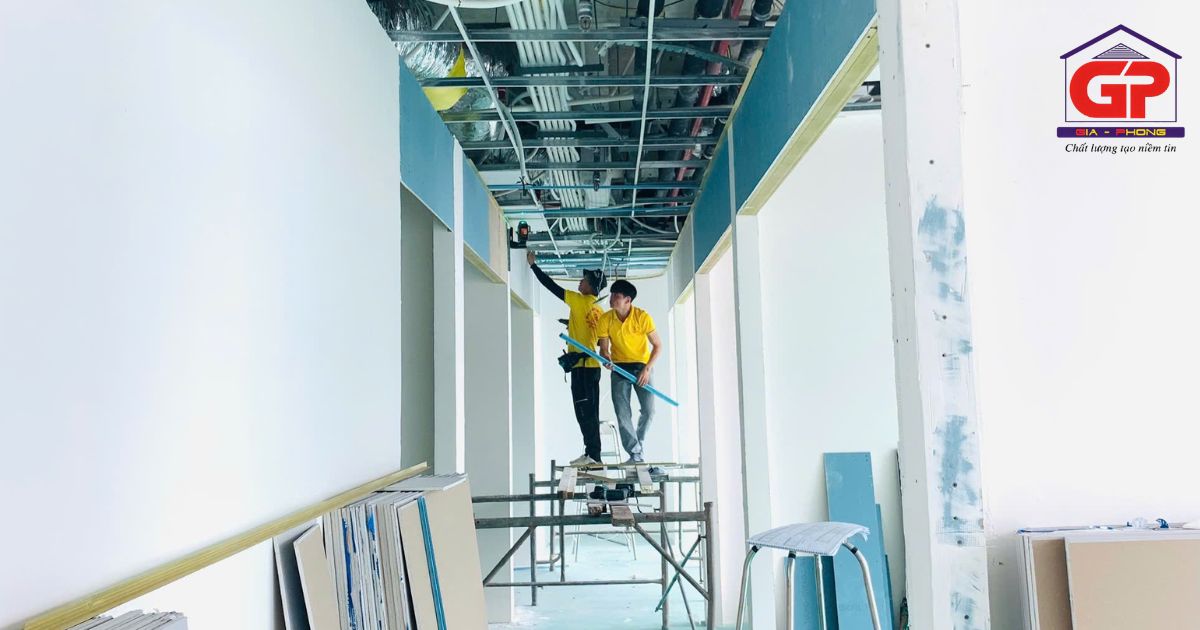 Hạng mục thi công hệ thống khung sắt, xương thép cho vách, trần và kết cấu phụ