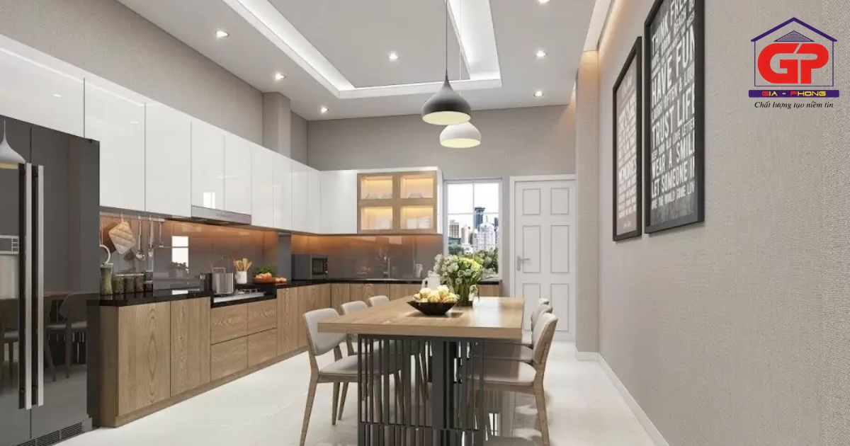 Mẫu trần thạch cao dành cho phòng bếp gọn gàng, tiện nghi