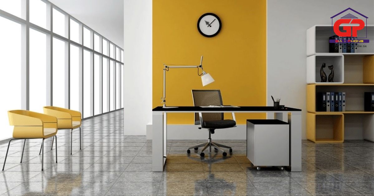 Mẫu văn phòng công ty decor theo màu vàng - cam, trẻ trung và năng động