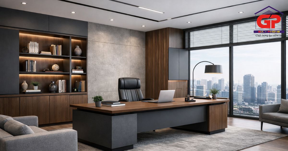 Mẫu văn phòng giám đốc theo phong cách hiện đại, chuyên nghiệp