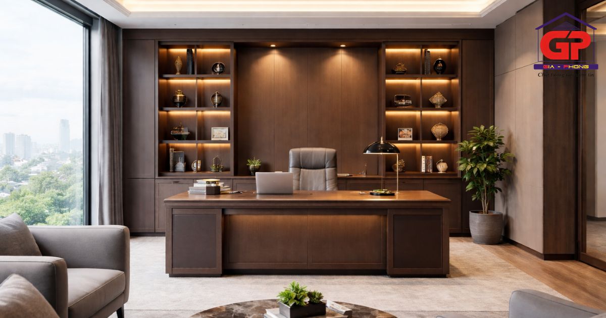 Mẫu văn phòng giám đốc thiết kế theo phong thủy