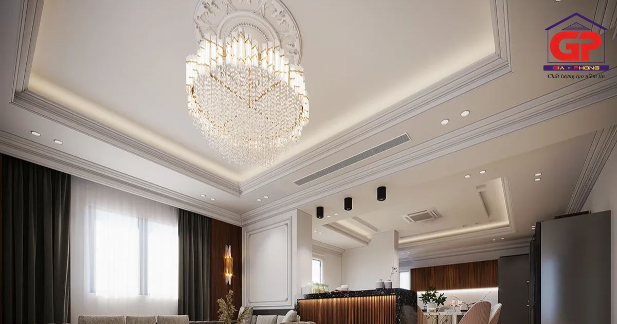 Nét cổ kính pha chút hiện đại của trần thạch cao tân cổ điển