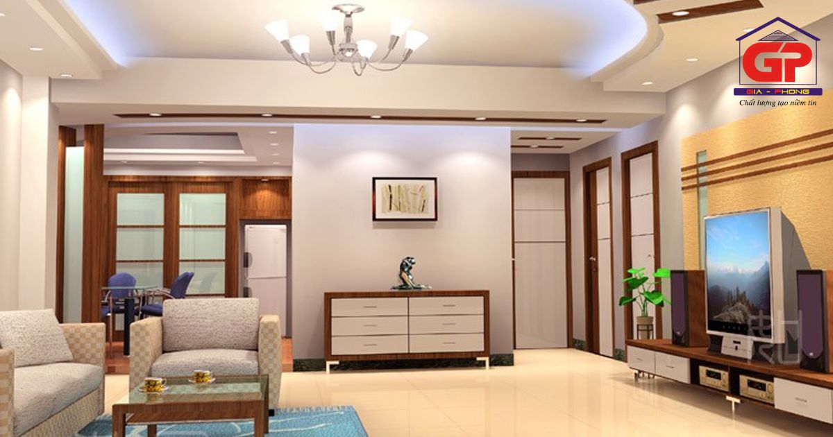 Phối đèn và trần biến phòng khách thành nơi thể hiện phong cách