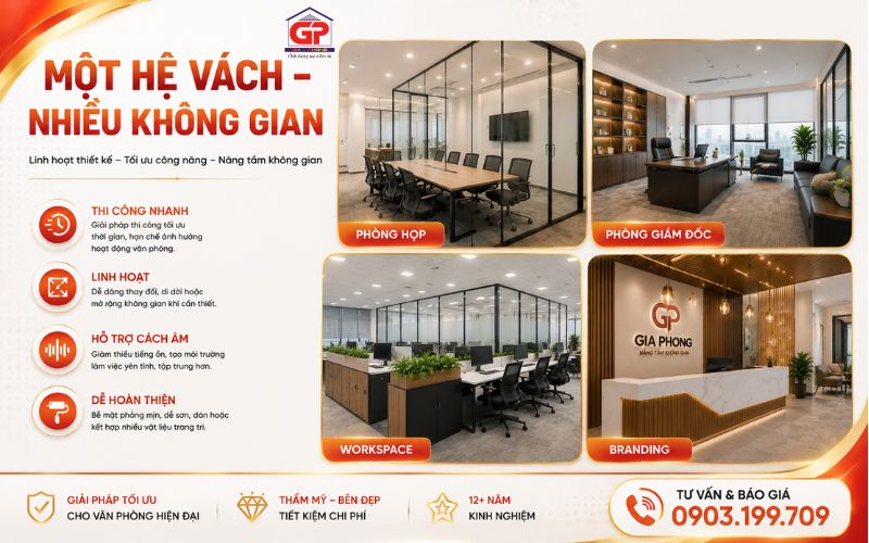 Các loại vách ngăn thạch cao văn phòng theo nhu cầu sử dụng