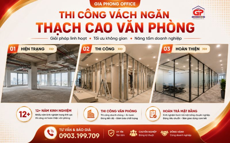 Gia Phong Office thi công vách ngăn thạch cao và cải tạo văn phòng