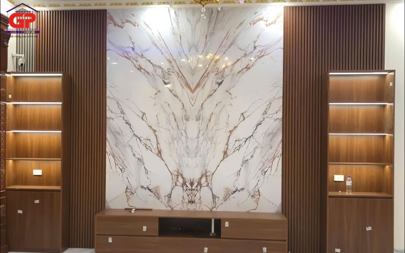 Vách trang trí kết hợp với đèn LED - Tăng chiều sâu và sự sang trọng