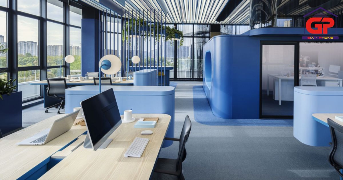 Văn phòng làm việc decor theo màu xanh dương - hiện đại, chuyên nghiệp
