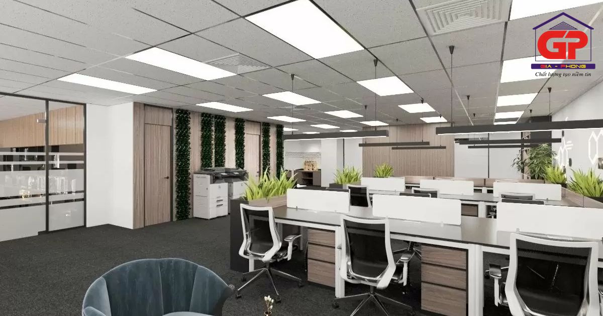 Văn phòng trở nên hiện đại và chuyên nghiệp với trần thạch cao